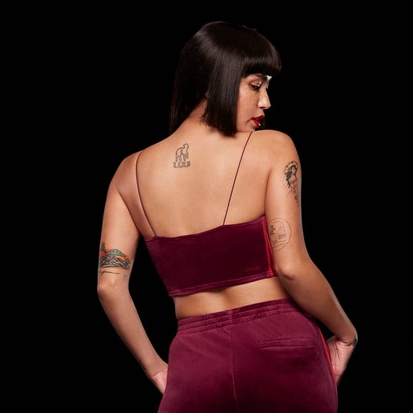 Adidas x Ivy Park - Ivy Heart Drop | Velour Bralette, Cherry Wood - Picture 2 of 9